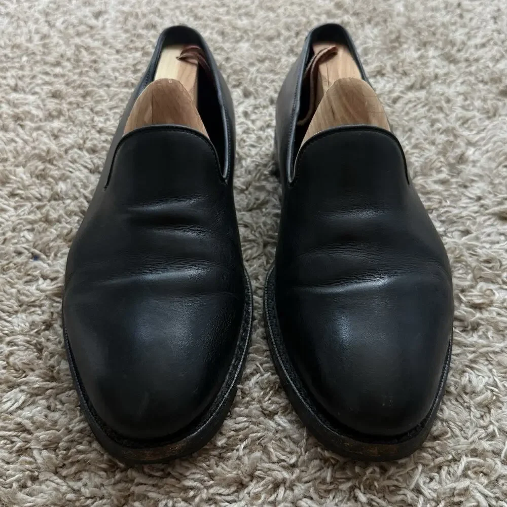 Jalan Sriwijaya Fortuna Shoes Black Leather Slip On Loafers Welted Men’s Size 8